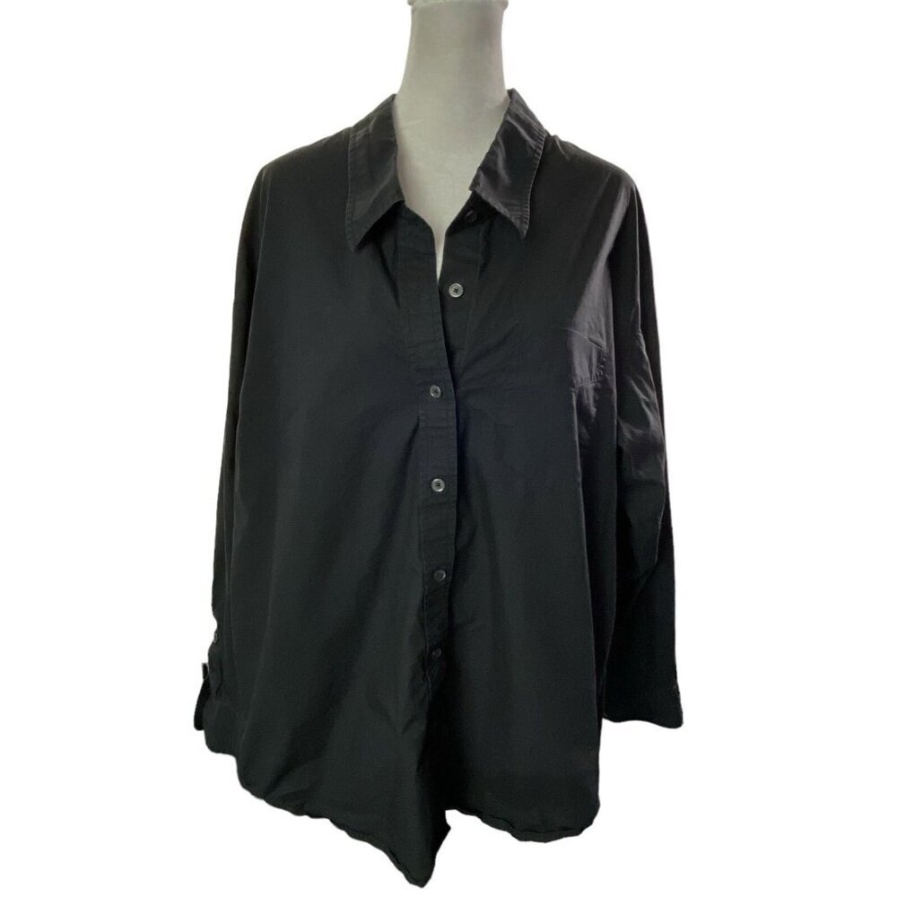 Aritzia WILFRED FREE Women Button Front Blouse Long Sleeve Sz M Black 46-22